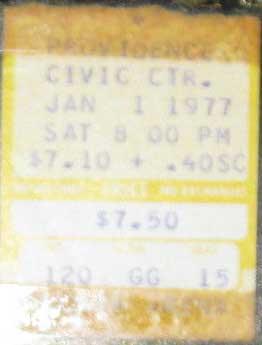 Ticket from Providence, RI, USA 01 January 1977 show 