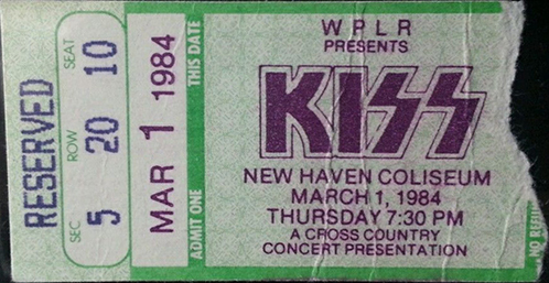 Ticket from New Haven, CT, USA 01 March 1984 show