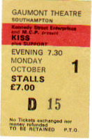 Ticket from Southampton, England 01 October 1984 show