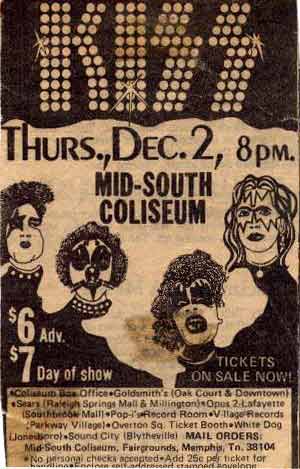 Advert from Memphis, TN, USA 02 December 1976 show