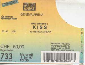 Ticket from 02 July 1997 show Geneva, Switzerland