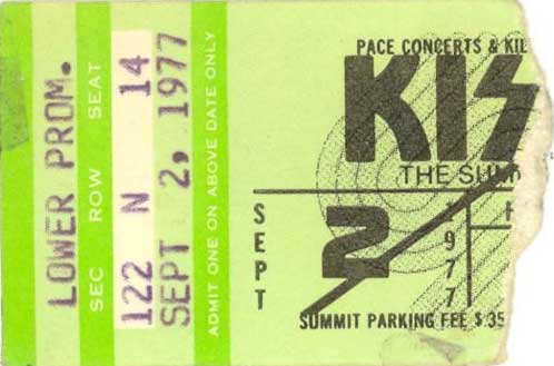 Ticket from Houston, TX, USA 02 September 1977 show