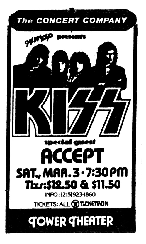 Advert from Philadelphia, PA, USA 03 March 1984 show