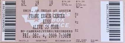 Ticket from Austin, TX, USA 04 December 2009 show