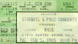 Ticket from El Paso, 05 February 1985 show