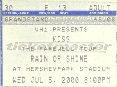 Ticket from Hershey, PA, USA 05 July 2000 show