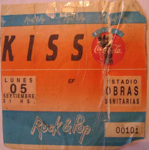 Ticket from Buenos Aires, Argentina 05 September 1994 show