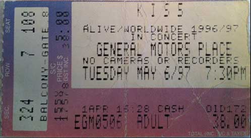 Ticket from Vancouver, Canada 06 May 1997 show