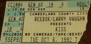 Ticket from Portland, ME, USA 06 October 1992 show