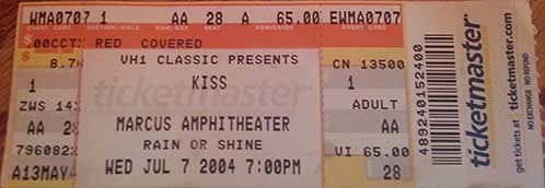 Ticket from Milwaukee, WI, USA 07 July 2004 show