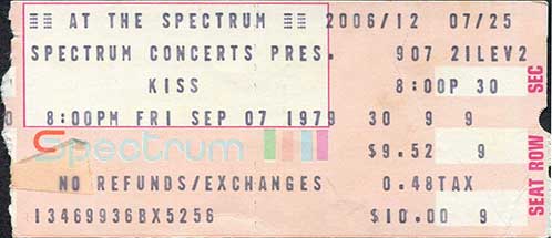 Ticket from Philadelphia, PA, USA 07 September 1979 show