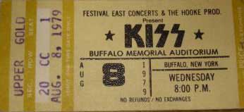 Ticket from Buffalo, NY, USA 08 August 1979 show
