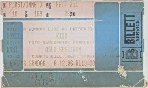 Ticket from Oslo, Norway 08 December 1996 show