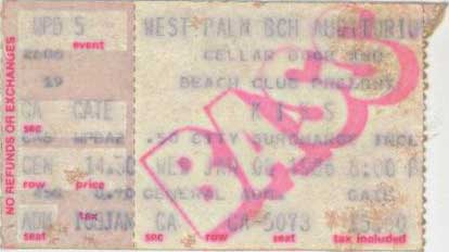 Ticket from West Palm Beach, FL, USA 08 January 1986 show
