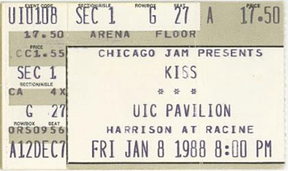 Ticket from Chicago, IL, USA 08 January 1988 show