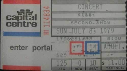 Ticket from Largo, USA 08 July 1979 show