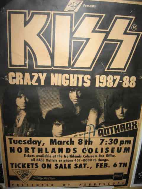 Poster from Edmonton, Canada 08 March 1988 show