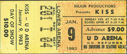 Ticket from Dayton, OH, USA 09 January 1983 show
