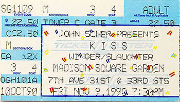 Ticket from New York, NY, USA 09 November 1990 show