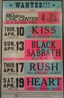 Poster from Baltimore, MD, USA 10 April 1986 show