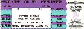 Ticket from Buenos Aires, Argentina 10 April 1999 show