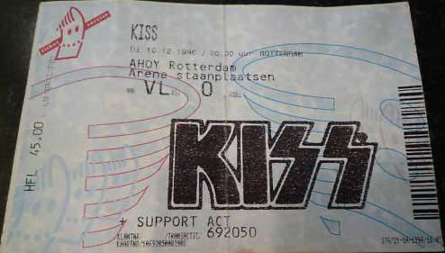Ticket from Rotterdam, Netherlands 10 December 1996 show