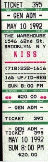 Ticket from Brooklyn, New York, NY, USA 10 May 1992 show