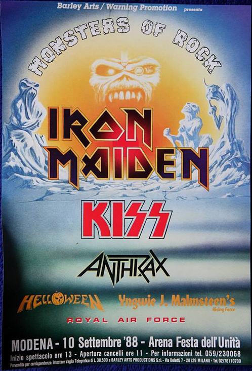 Poster from Modena, Italy 10 September 1988 show