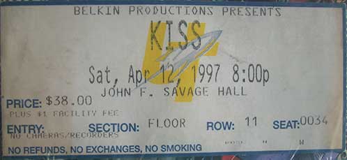 Ticket from Toledo, OH, USA 12 April 1997 show