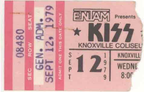 Ticket from Knoxville, TN, USA 12 September 1979 show