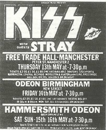 Advert from Manchester, England 13 May 1976 show