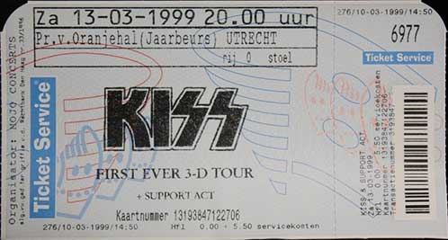 Ticket from Utrecht, Netherlands 13 March 1999