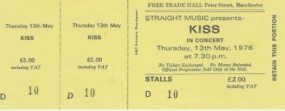 Ticket from Manchester, England 13 May 1976 show