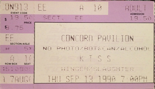 Ticket from Concord, CA, USA 13 September 1990 show