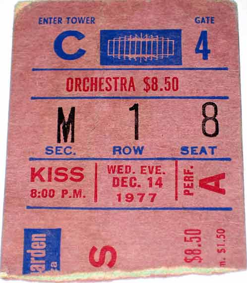 Ticket from New York, NY, USA 14 December 1977 show