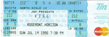 Ticket from Chicago, IL, USA 14 July 1996 show