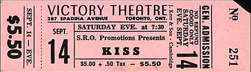 Ticket from Toronto, Canada 14 September 1974 show