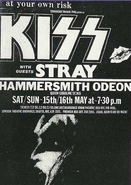 Advert from London, England 16 May 1976 show
