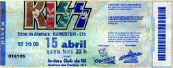 Ticket from Porto Alegre, Brazil 15 April 1999 show