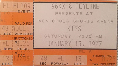 Ticket from Denver, CO, USA 15 January 1977 show
