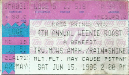Ticket from 15 June 1996 show Irvine (Laguna Hills), CA, USA