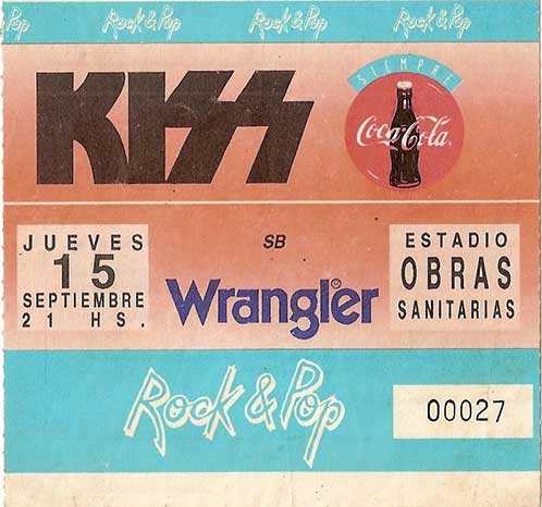 Ticket from Buenos Aires, Argentina 15 September 1994 show