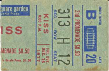 Ticket from New York, NY, USA 16 December 1977 show