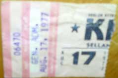 Ticket from Fresno, CA, USA 17 August 1977 show