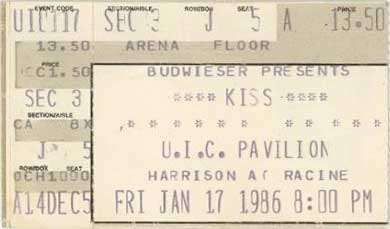 Ticket from Chicago, IL, USA 17 January 1986 show