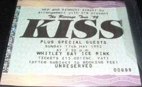 Ticket from 17 May 1992 show Whitley Bay, England