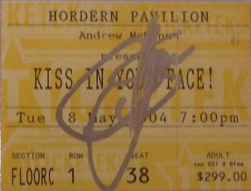 Ticket from Sydney, Australia 18 May 2004 show
