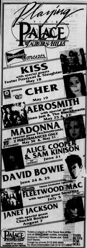Advert from Detroit, MI, USA 18 May 1990 show