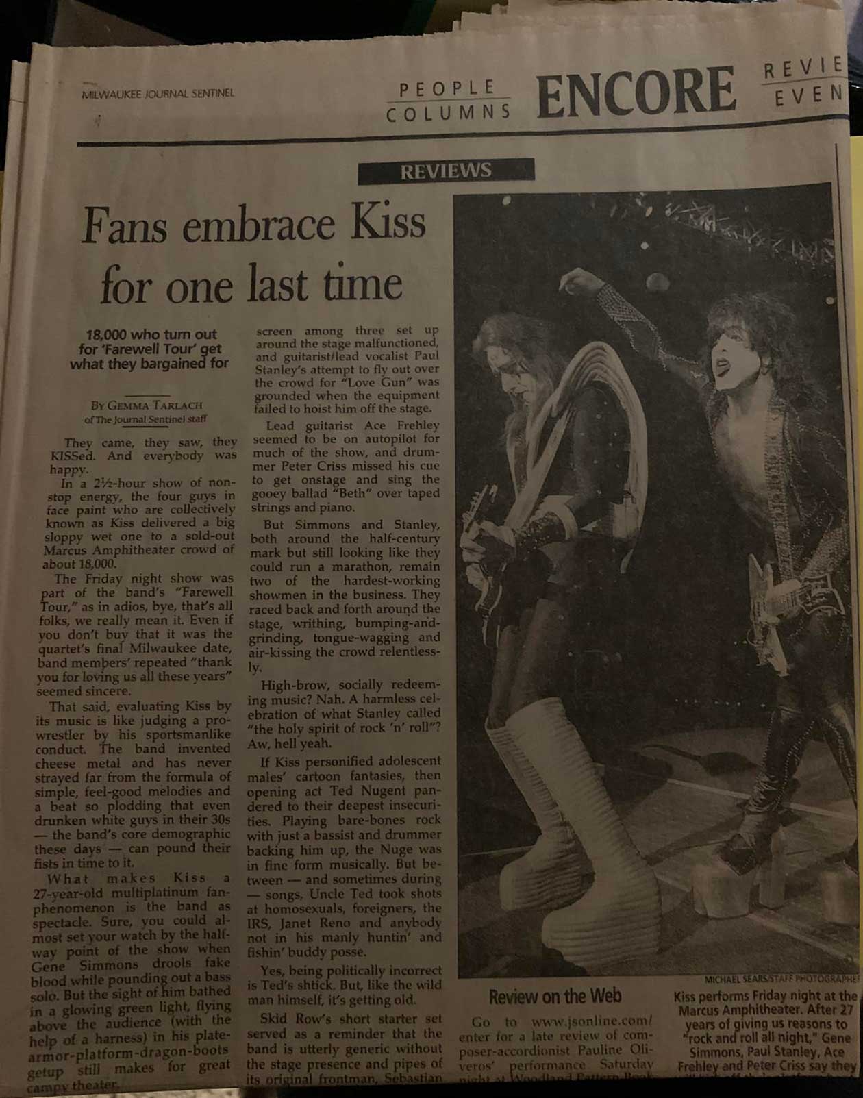 Review from Milwaukee, WI, USA 19 May 2000 show