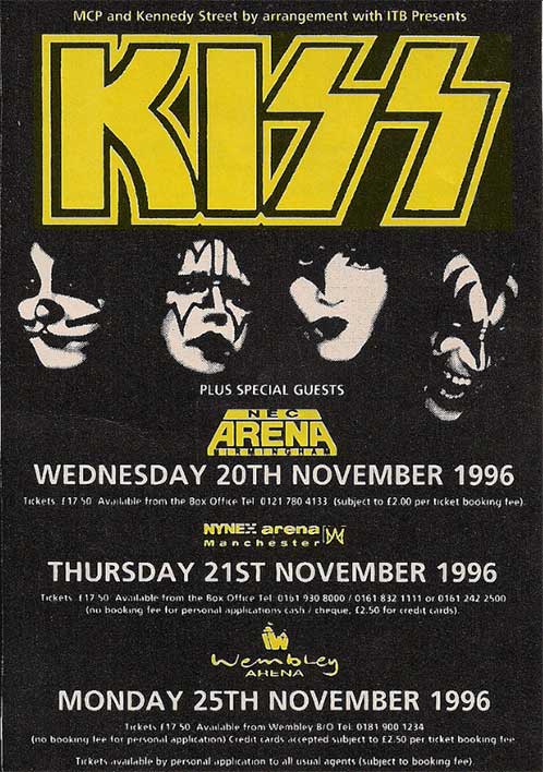 Poster from Manchester, England 21 November 1996 show